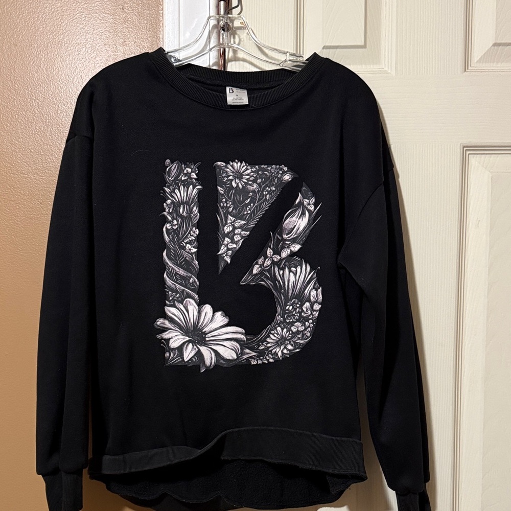 BuffBunny Black Floral Crew Neck Sweater